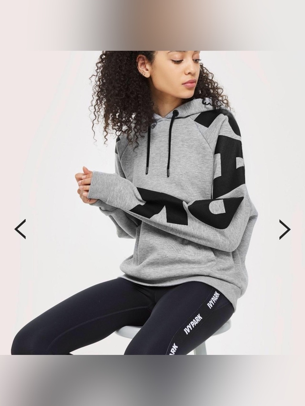 IVY PARK Gray Hoodie with Black Sleeve Graphics